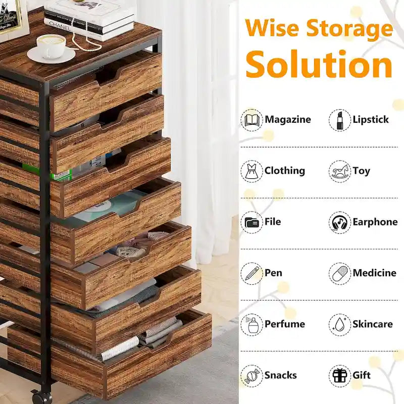 Wooden Storage Cabinet Organizer with 5 and 7 Drawer Options 42