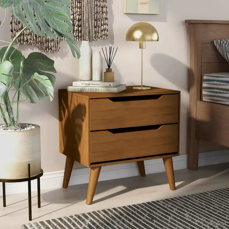 Carson Carrington Bodo Mid-Century Modern 2-Drawer Wooden Nightstand 1