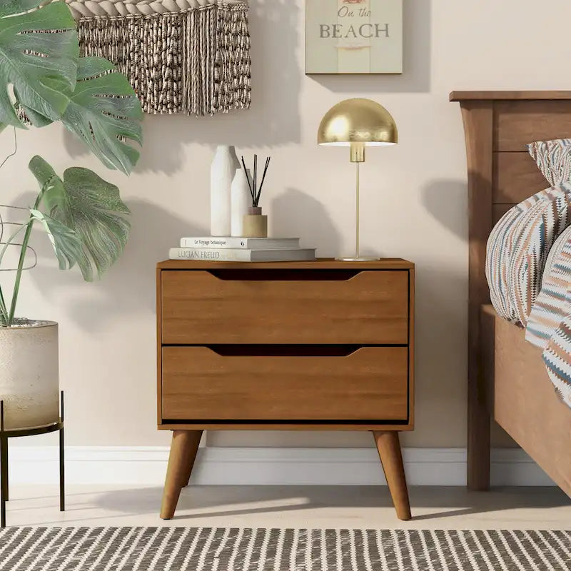 Carson Carrington Bodo Mid-Century Modern 2-Drawer Wooden Nightstand 2