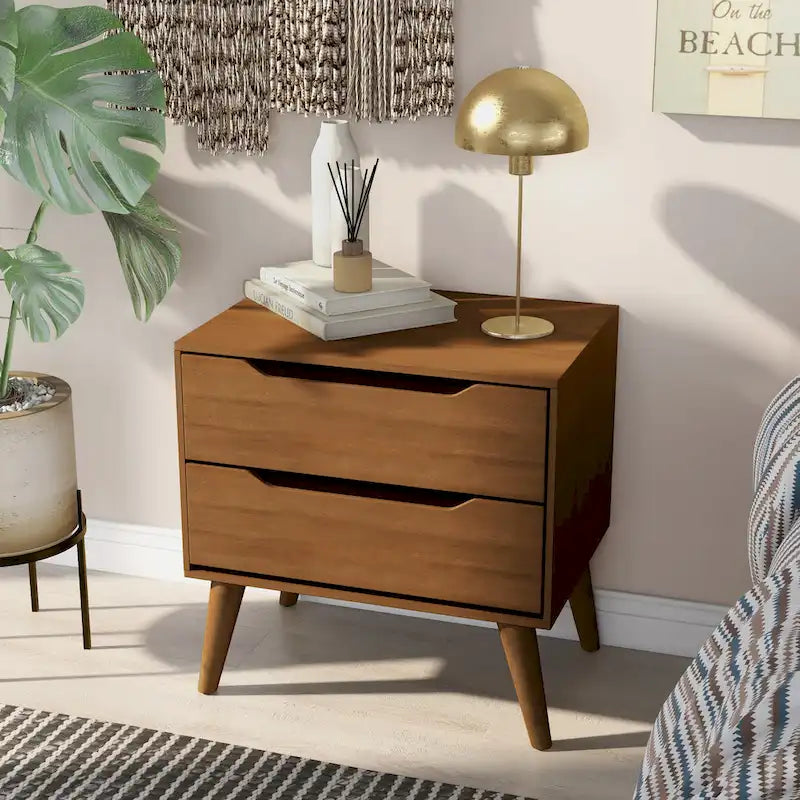 Carson Carrington Bodo Mid-Century Modern 2-Drawer Wooden Nightstand 3