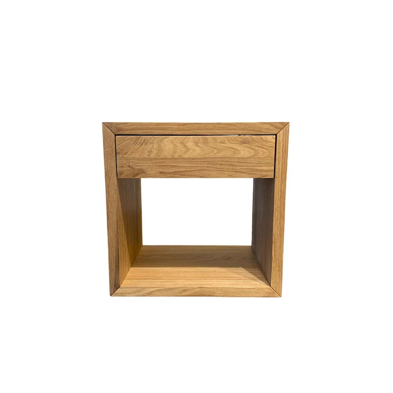 Solid Oak Scandinavian Floating Nightstand with Drawer - Stylish Bedroom Side Table 1