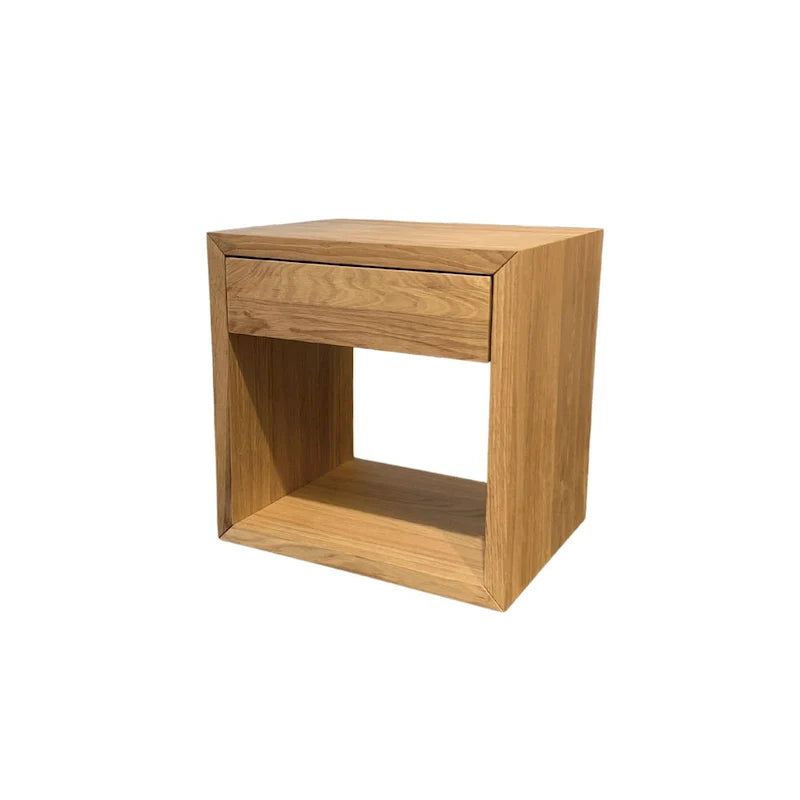 Solid Oak Scandinavian Floating Nightstand with Drawer - Stylish Bedroom Side Table 2