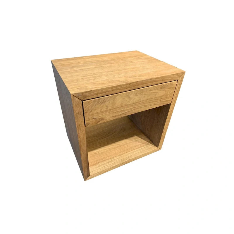 Solid Oak Scandinavian Floating Nightstand with Drawer - Stylish Bedroom Side Table 3