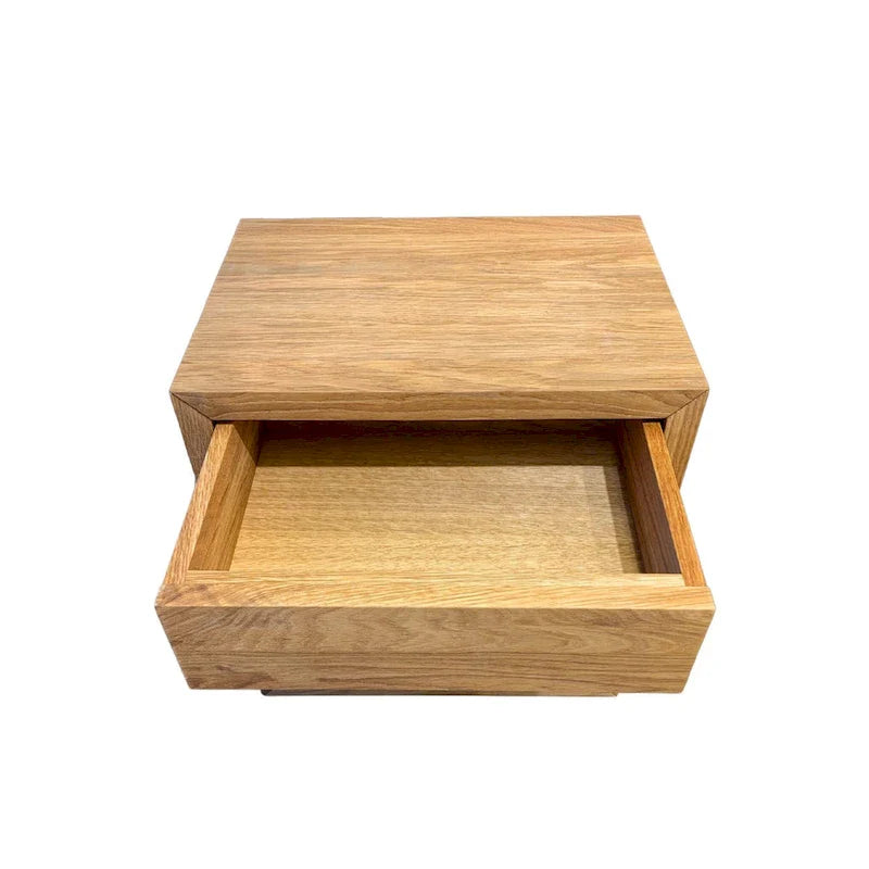 Solid Oak Scandinavian Floating Nightstand with Drawer - Stylish Bedroom Side Table 5