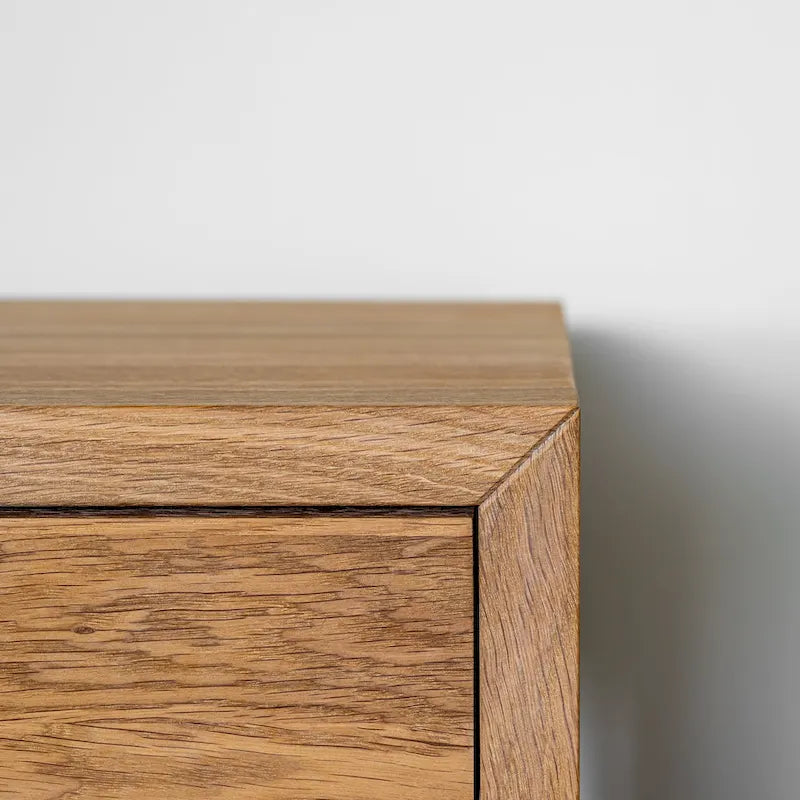 Solid Oak Scandinavian Floating Nightstand with Drawer - Stylish Bedroom Side Table 6