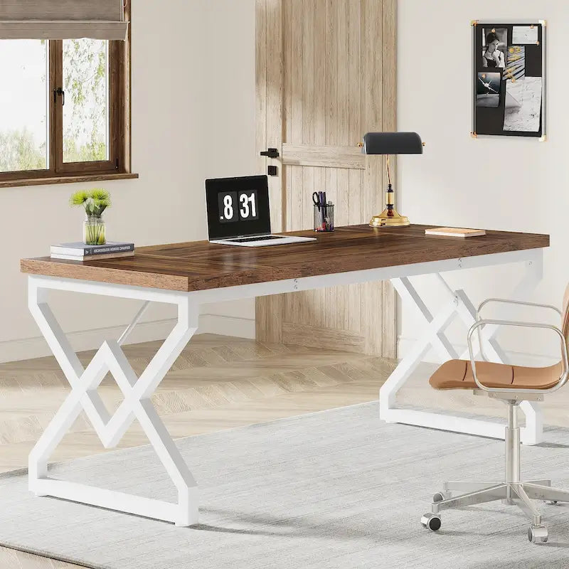 Executive Desk – Large Modern Office Workstation with Thick Wood Top 25
