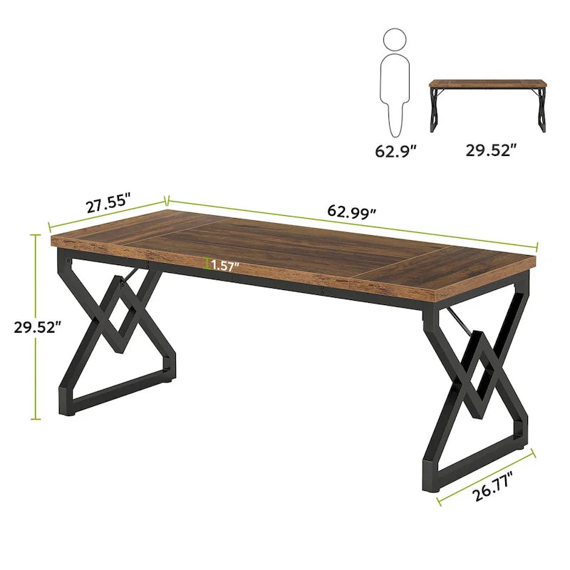 Executive Desk – Large Modern Office Workstation with Thick Wood Top 7