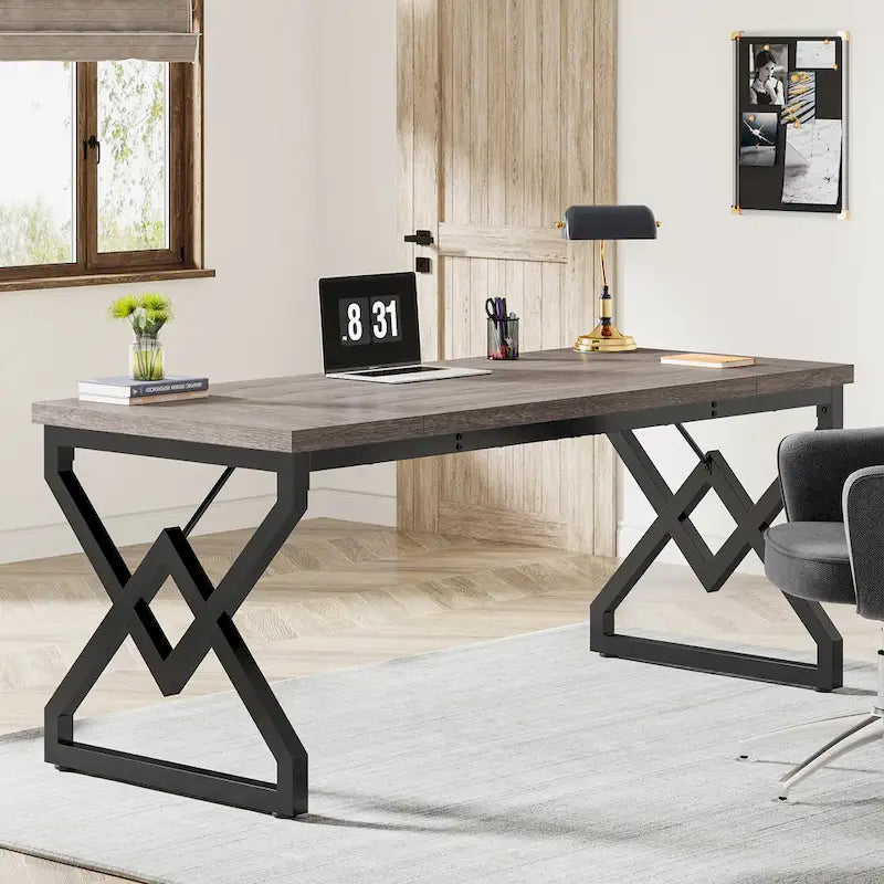 63-Inch Spacious Executive Desk for Home Office Use 8
