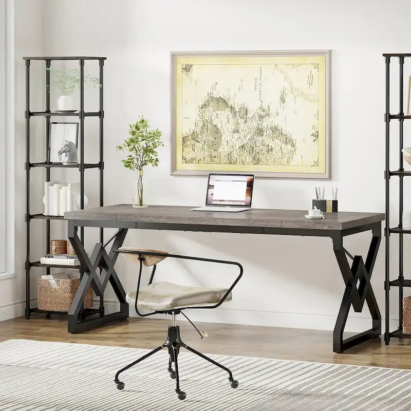 63-Inch Spacious Executive Desk for Home Office Use 9