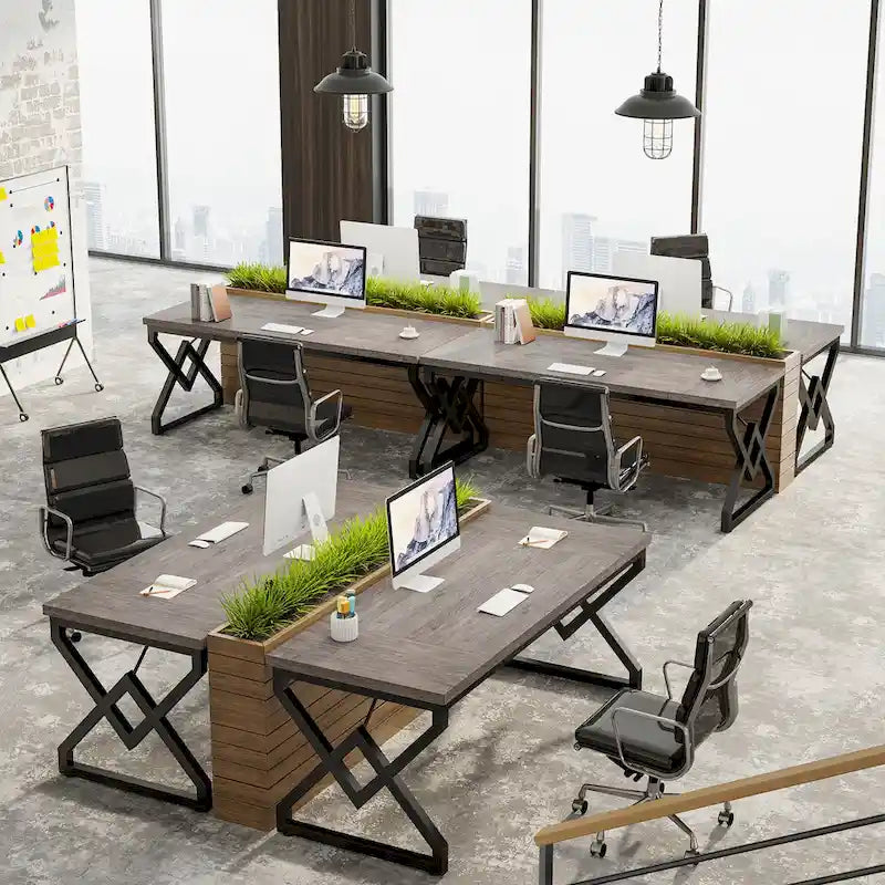 Executive Desk – Large Modern Office Workstation with Thick Wood Top 12