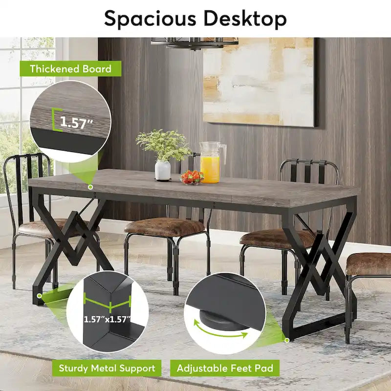 Executive Desk – Large Modern Office Workstation with Thick Wood Top 13