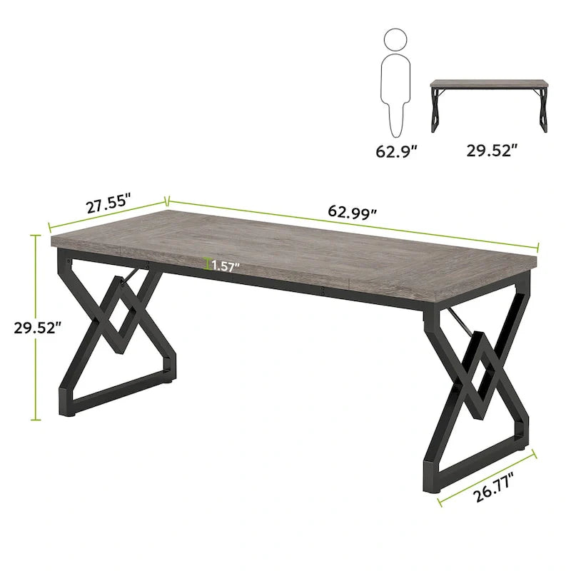 Executive Desk – Large Modern Office Workstation with Thick Wood Top 14