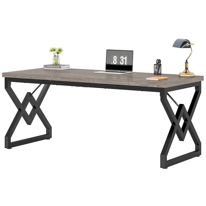 Executive Desk – Large Modern Office Workstation with Thick Wood Top 15