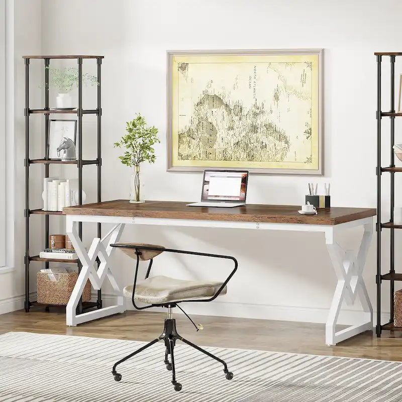 Executive Desk – Large Modern Office Workstation with Thick Wood Top 17