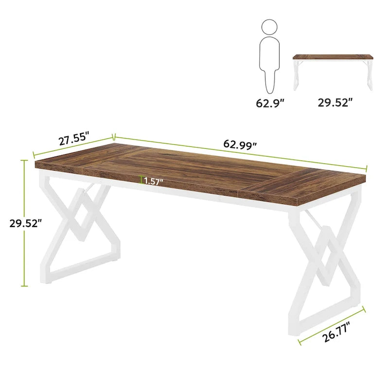 Executive Desk – Large Modern Office Workstation with Thick Wood Top 22