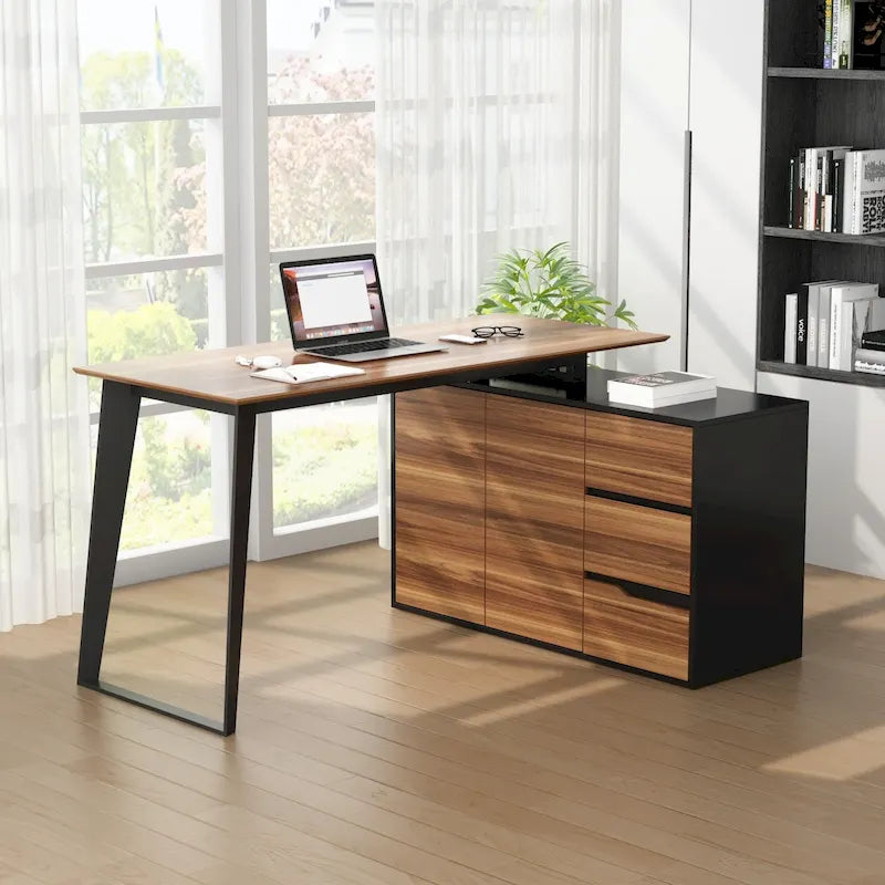 54.3-Inch Corner Computer Desk for Home Office with Drawers and Cabinet 37