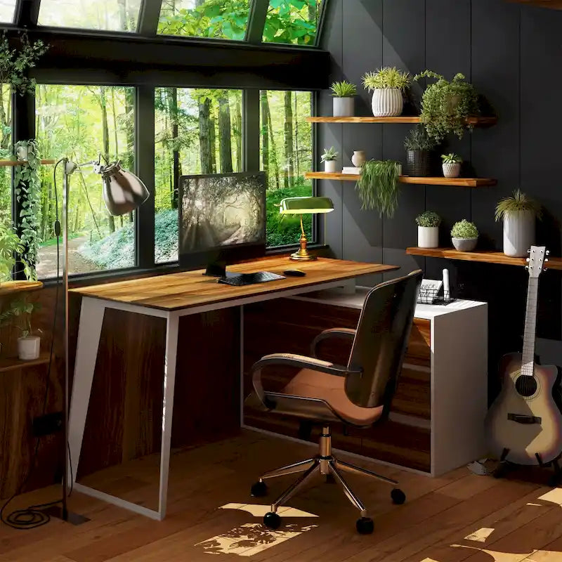 54.3-Inch Corner Computer Desk for Home Office with Drawers and Cabinet 38