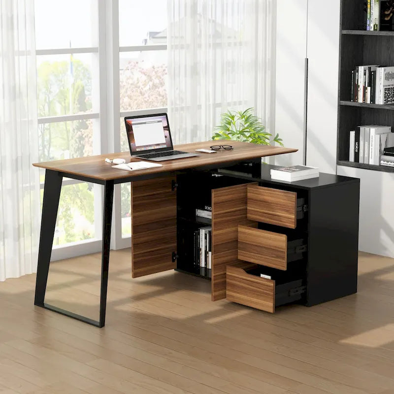 54.3-Inch Corner Computer Desk for Home Office with Drawers and Cabinet 2