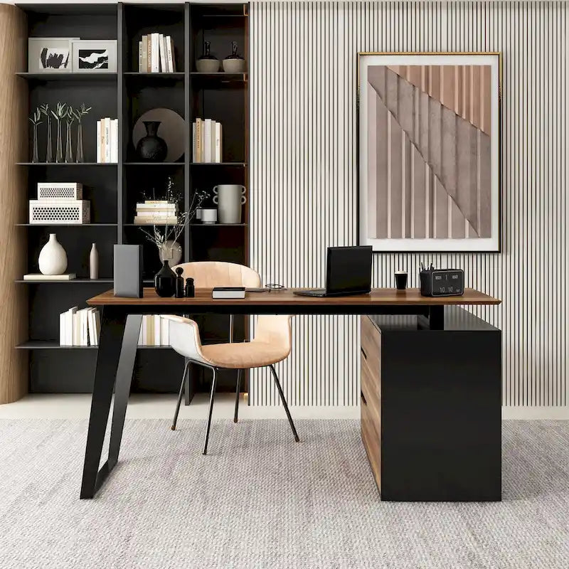 54.3-Inch Corner Computer Desk for Home Office with Drawers and Cabinet 5
