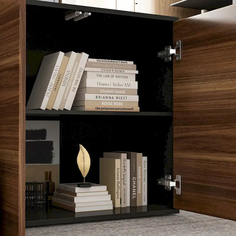 Modern L-Shaped Desk with Storage Cabinet & Drawers 11