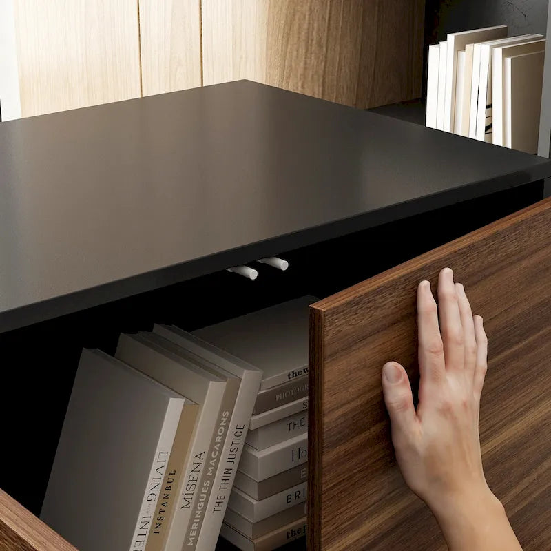 Modern L-Shaped Desk with Storage Cabinet & Drawers 12
