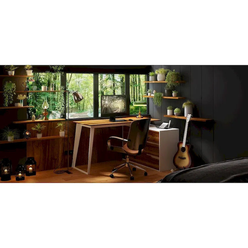 Modern L-Shaped Desk with Storage Cabinet & Drawers 16