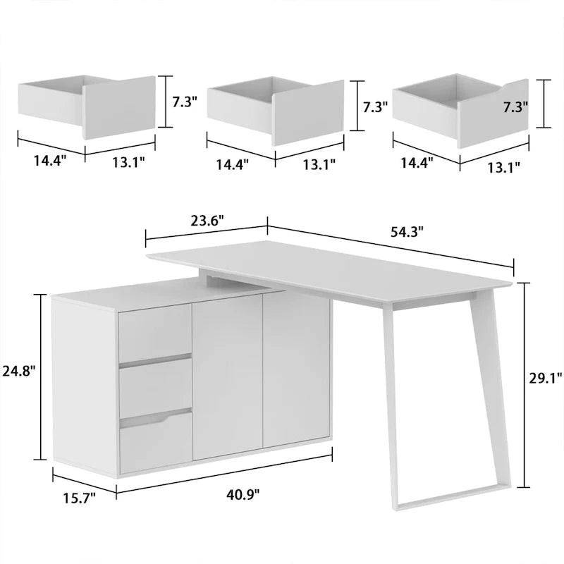 54.3-Inch Corner Computer Desk for Home Office with Drawers and Cabinet 24