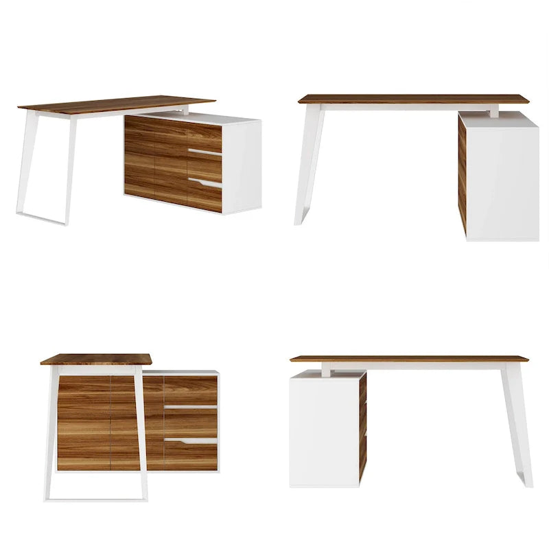 54.3-Inch Corner Computer Desk for Home Office with Drawers and Cabinet 25