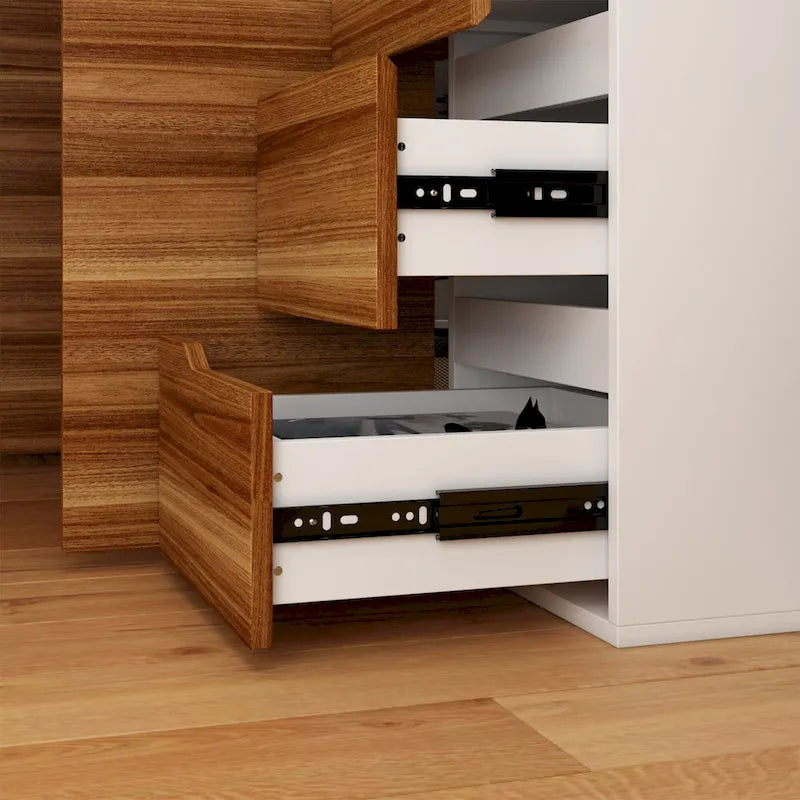 Modern L-Shaped Desk with Storage Cabinet & Drawers 29
