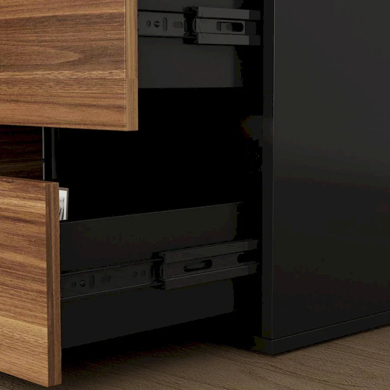 Modern L-Shaped Desk with Storage Cabinet & Drawers 34