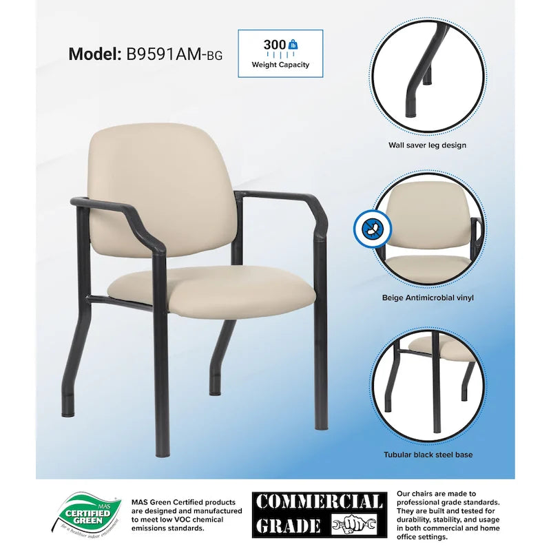 Boss Office Products Antimicrobial Guest Chair for Big and Tall Individuals 36
