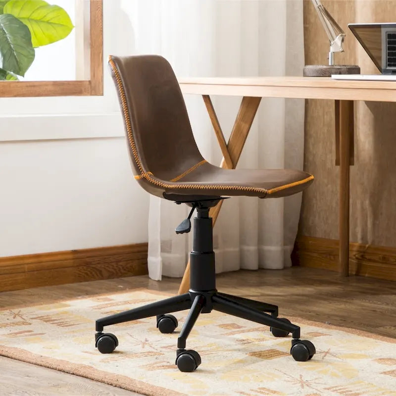 Roundhill Furniture Cesena 360° Swivel Office Chair with Faux Leather and Air Lift 4