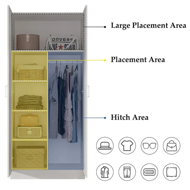 5-Shelf Wardrobe Cabinet with Double Doors 7