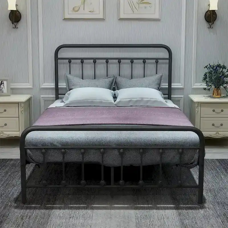 Complete Metal Platform Bed Frame with Integrated Headboard 2