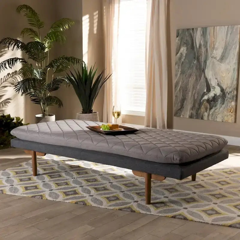 Marit Upholstered Wood Daybed in Mid-Century Modern Style 1