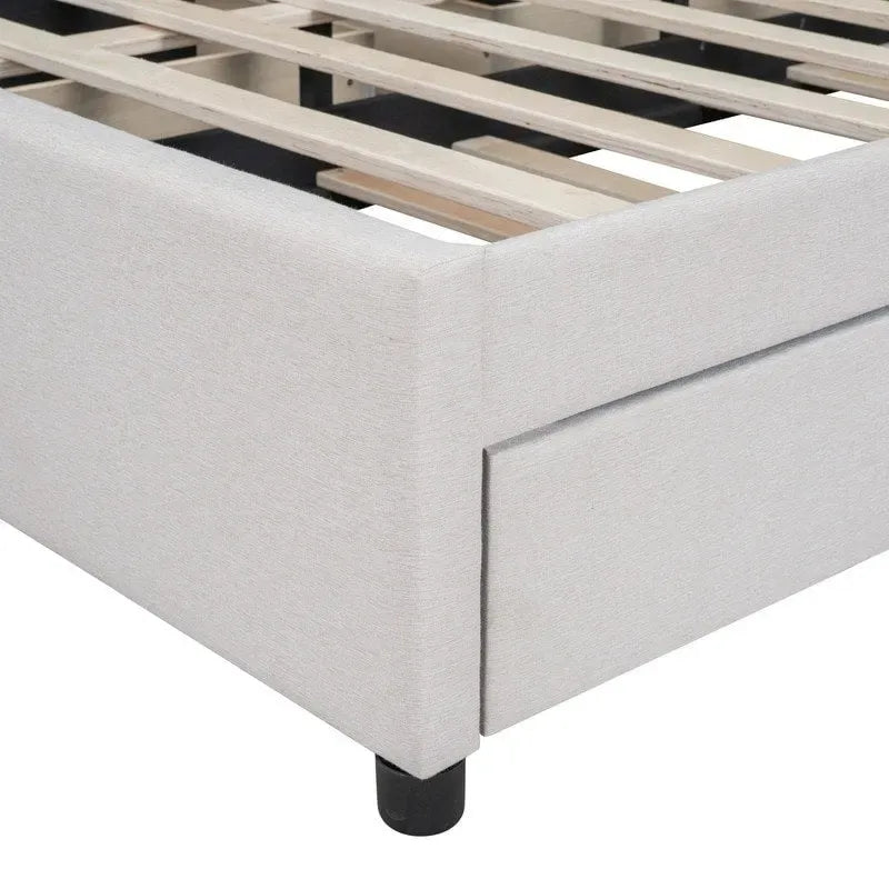 Upholstered Platform Bed with Storage Drawers and Trundle Bed 24