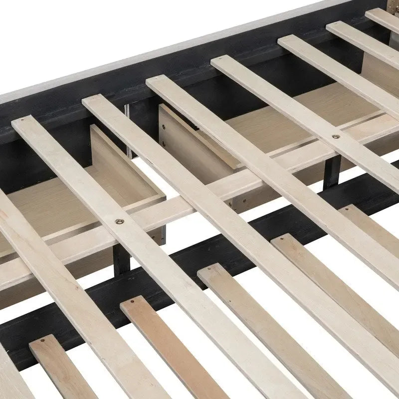 Upholstered Platform Bed with Storage Drawers and Trundle Bed 25
