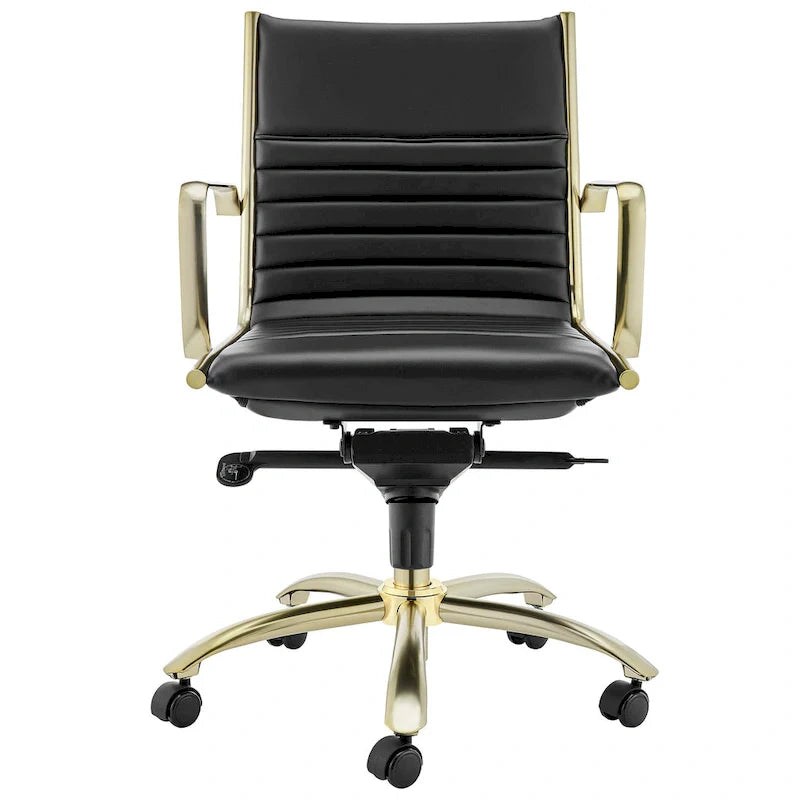 Swivel Office Chair with Upholstered Seat Armrests and Rolling Base
