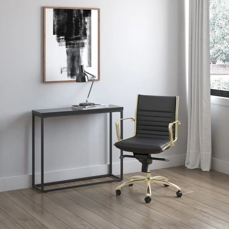 Swivel Office Chair with Upholstered Seat Armrests and Rolling Base 7