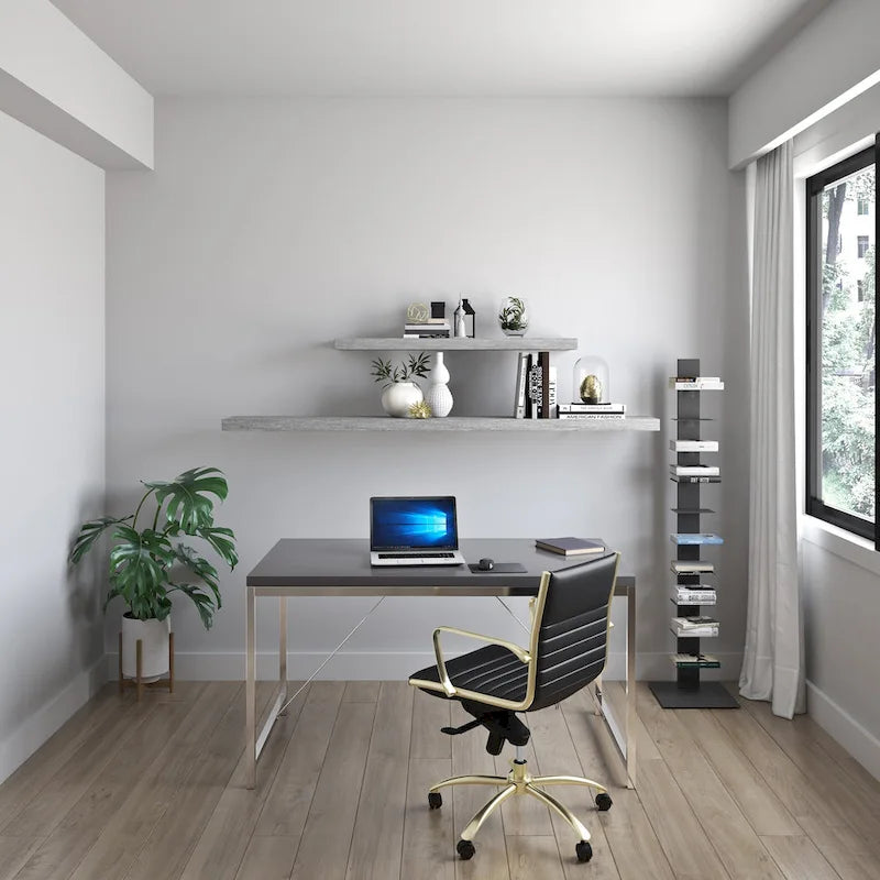 Swivel Office Chair with Upholstered Seat Armrests and Rolling Base 8