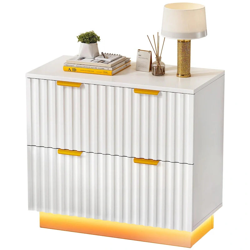 Moasis Lateral Filing Cabinet with LED Lighting and 2 Drawers for Home Office 16