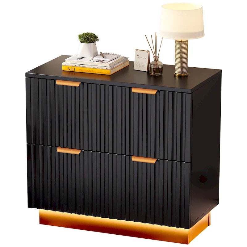 Moasis Lateral Filing Cabinet with LED Lighting and 2 Drawers for Home Office 17