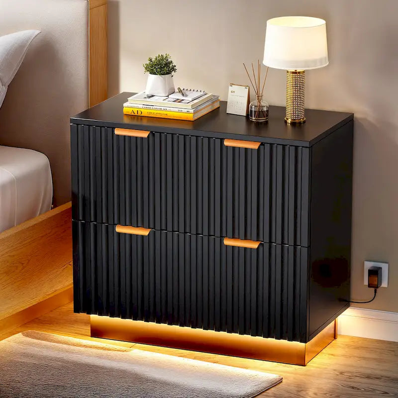 Moasis Lateral Filing Cabinet with LED Lighting and 2 Drawers for Home Office 1