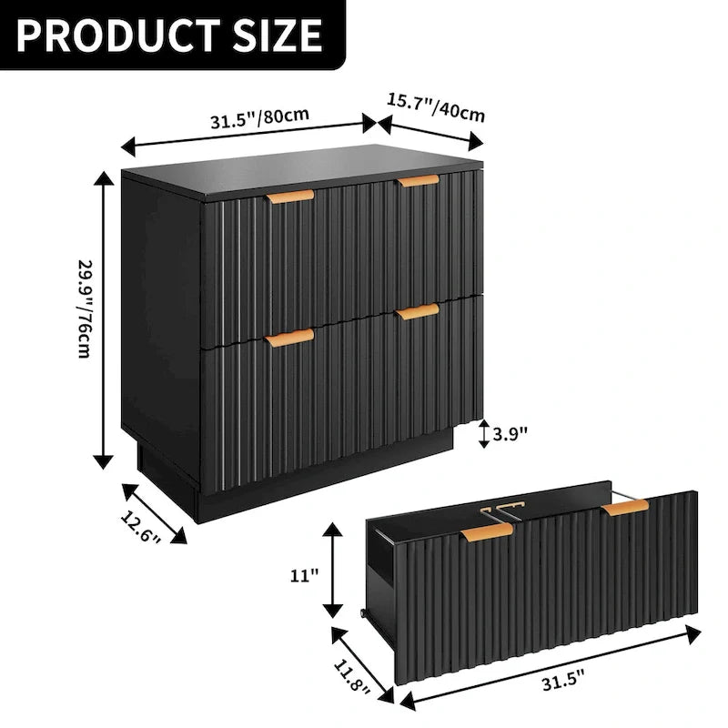 Moasis Lateral Filing Cabinet with LED Lighting and 2 Drawers for Home Office 6