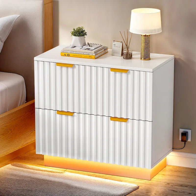 Moasis Lateral Filing Cabinet with LED Lighting and 2 Drawers for Home Office 10