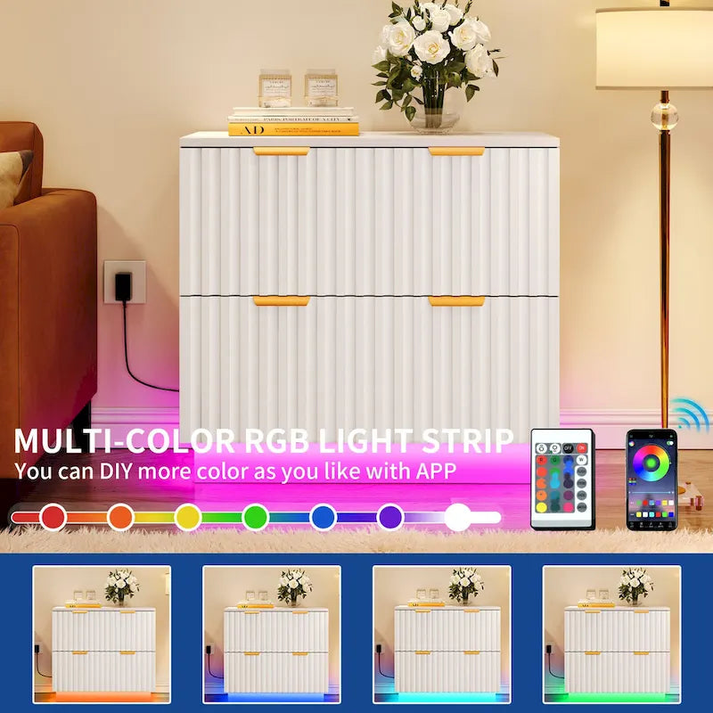 Moasis Lateral Filing Cabinet with LED Lighting and 2 Drawers for Home Office 12
