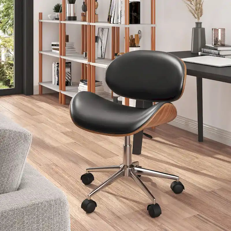 Mid-Century Modern Adjustable Office Chair with Swivel & Casters
