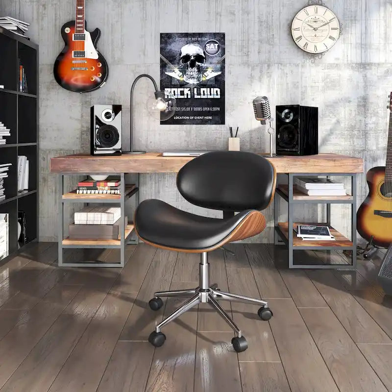 Mid-Century Modern Adjustable Office Chair with Swivel & Casters