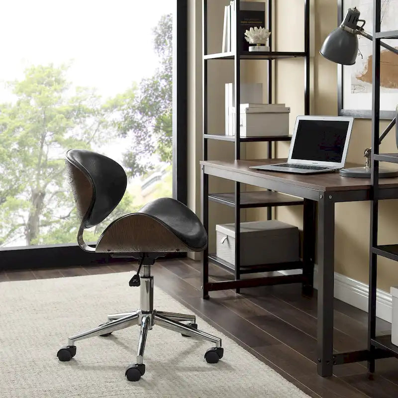 Mid-Century Modern Adjustable Office Chair with Swivel & Casters 5