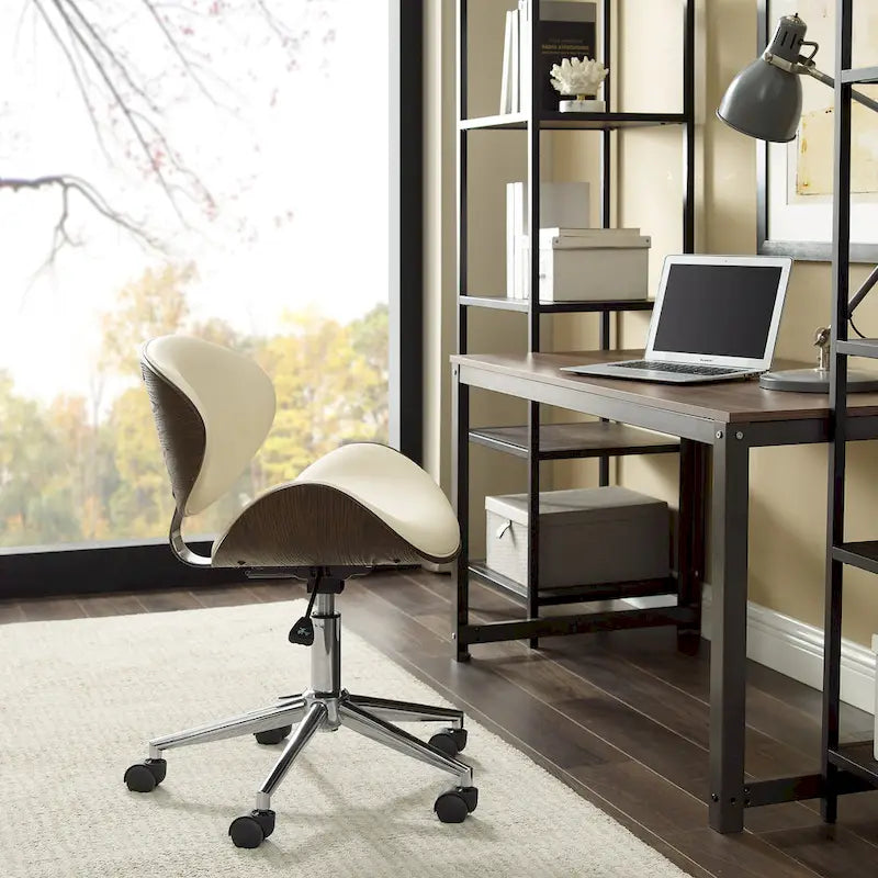 Mid-Century Modern Adjustable Office Chair with Swivel & Casters 7